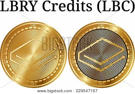 Set Of Physical Golden Coin Lbry Credits (lbc), Digital Cryptocurrency. Lbry Credits (lbc) Icon Set.