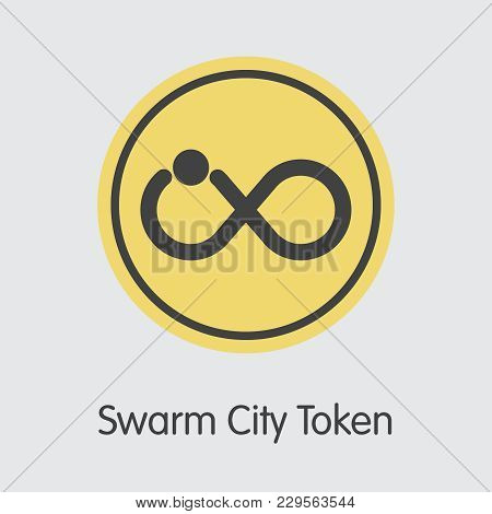 Blockchain Cryptocurrency Swarm City Token. Net Banking And Swt Mining Vector Concept. Virtual Curre