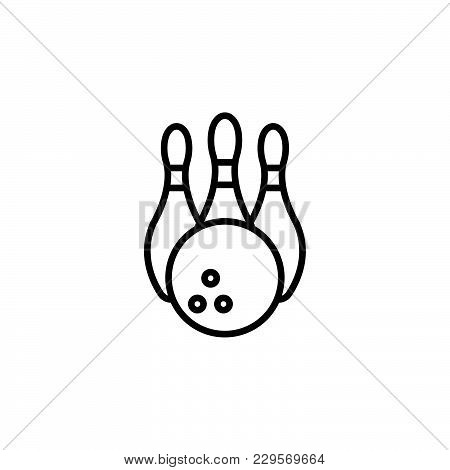 Bowling Pins And Bowling Ball Icon Black On White Background