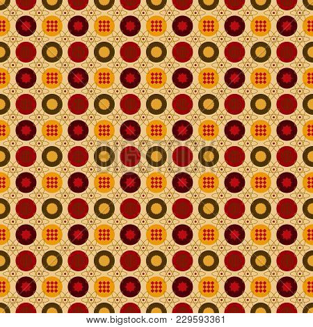 Hot Atom Seamless Pattern With Warm Colour Combination