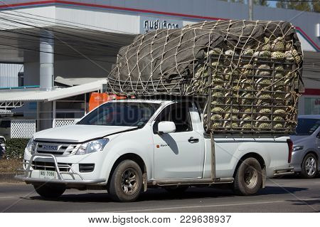Chiang Mai, Thailand -january 25 2018: Private Isuzu Dmax Pickup Truck. On Road No.1001 8 Km From Ch