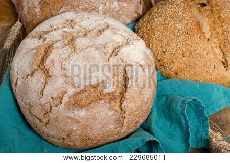 Farmers Homemade Organic Wheat, Barley And Rye Bread In Assortment