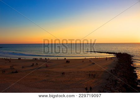 Sunset. Cádiz Beach In The Evening. Cádiz. Picture Taken - February 10, 2018.