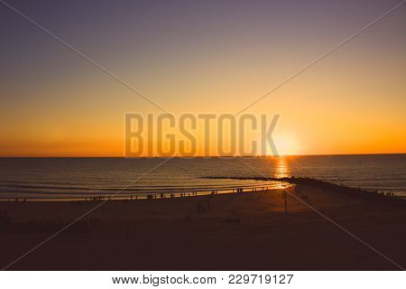 Sunset. Cádiz Beach In The Evening. Cádiz. Picture Taken - February 10, 2018.