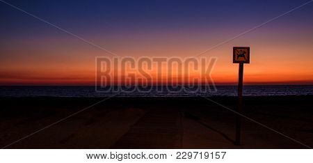 Sunset. Cádiz Beach In The Evening. Cádiz. Picture Taken - February 10, 2018.