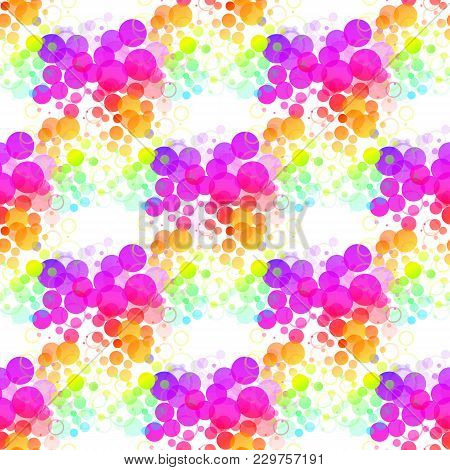 Watercolor Colorful Bubbles. Circles Seamless Pattern. Colorful Round Shapes Abstract Background. Ve