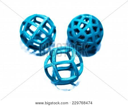 Abstract Object Of A Green Color Printed By 3d Printer On White Background. Fused Deposition Modelin