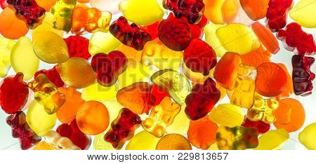 Colorful Fruit Gums Mix Bright Translucent On Illuminate Underground