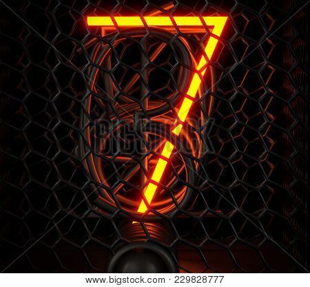 Nixie Tube Indicator. The Number Seven Of Retro. 3d Render.