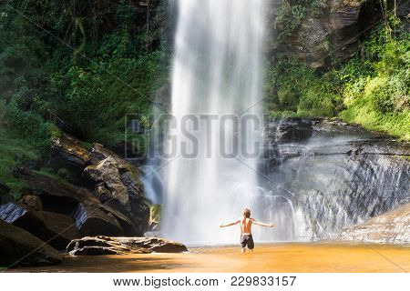 Beautiful Empty Waterfall Close To Ibitipoca, Mg, Brazil