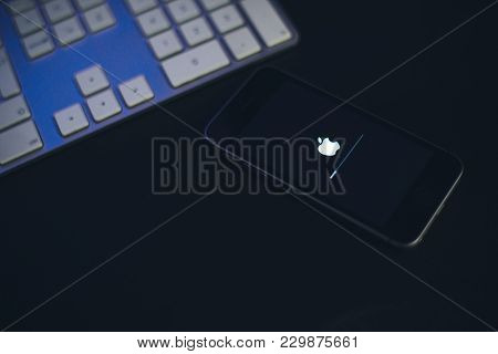 Novi Sad, Serbia - March 05, 2018: Apple Iphone Se Mobile Phone Booting, Illustrative Editorial. Thi
