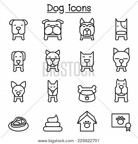 Dog Icon Set In Thin Line Style