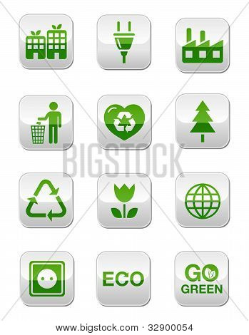 Zelená / eco tlačítek set
