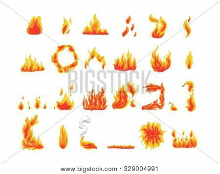 Collection Of Fire Icons, Flames Symbols, Vector