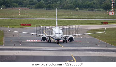 Airplane Taxi In Dusseldorf Airport