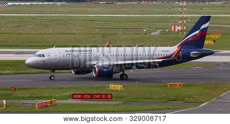 Airplane Taxi In Dusseldorf Airport