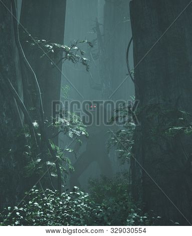 Werewolf In Mystery Forest,every Forest Have Stories To Tell,3d Illustration