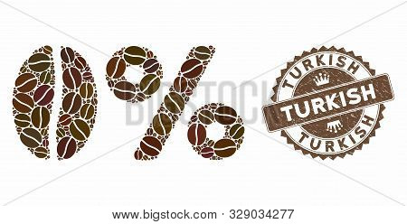 Mosaic Zero Caffeine And Rubber Stamp Watermark With Turkish Text. Mosaic Vector Zero Caffeine Is De