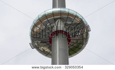 Brighton, England- October, 4 2017: Close Up Of The Pod On The I360 Observation Tower At Brighton