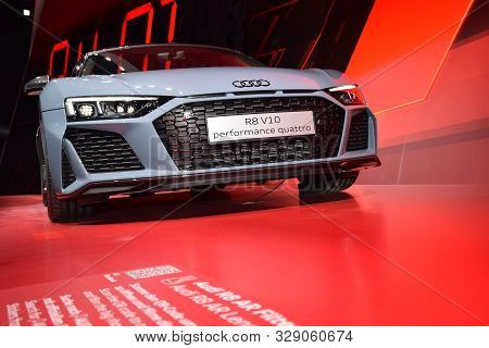 Frankfurt, Germany, September 10-2019: Audi R8 V10 Performance Quattro Iaa Masse 2019