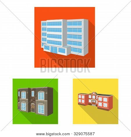 Vector Design Of Facade And Housing Symbol. Collection Of Facade And Infrastructure Stock Vector Ill