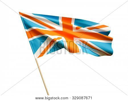 Waving UK flag on white background 3D illustration