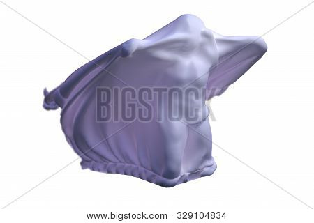 Flying White Ghost Boy Figure Covered With A Blanket Sheet On White Background. Halloween 3d Illustr
