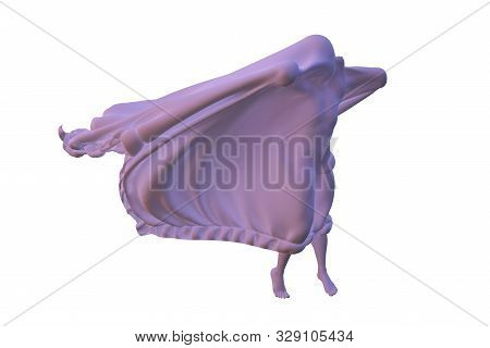 White Ghost Boy Figure Covered With A Blanket Sheet On White Background. Halloween 3d Illustration