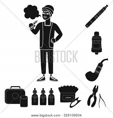 Vector Design Of E-cig And Trendy Sign. Collection Of E-cig And Electronic Stock Symbol For Web.
