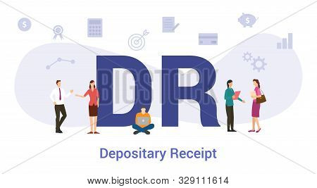 Dr Depositary Receipt Concept With Big Word Or Text And Team People With Modern Flat Style - Vector 