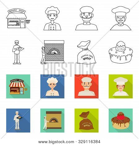 Vector Design Of Bakery And Natural Icon. Set Of Bakery And Coffee Stock Vector Illustration.