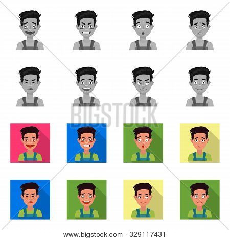 Vector Design Of Face And Boy Sign. Collection Of Face And Expression Stock Vector Illustration.
