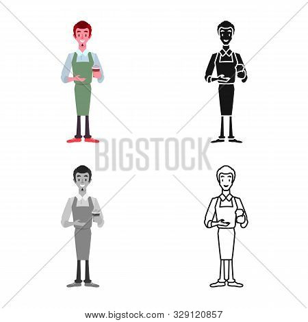 Vector Illustration Of Waiter And Coffee Sign. Web Element Of Waiter And Cup Vector Icon For Stock.