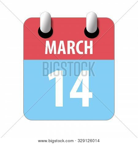 March 14th. Day 14 Of Month, Simple Calendar Icon On White Background. Planning. Time Management. Se
