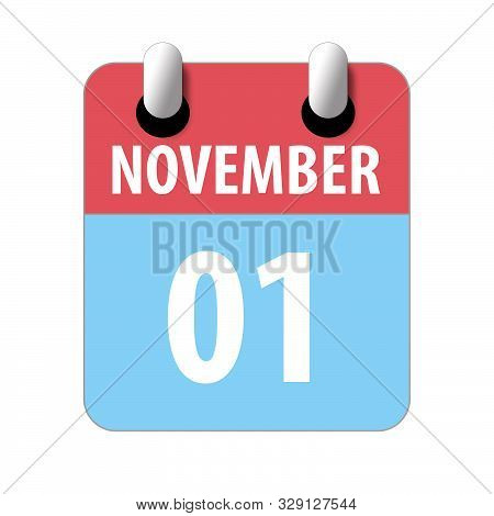 November 1st. Day 1 Of Month, Simple Calendar Icon On White Background. Planning. Time Management. S