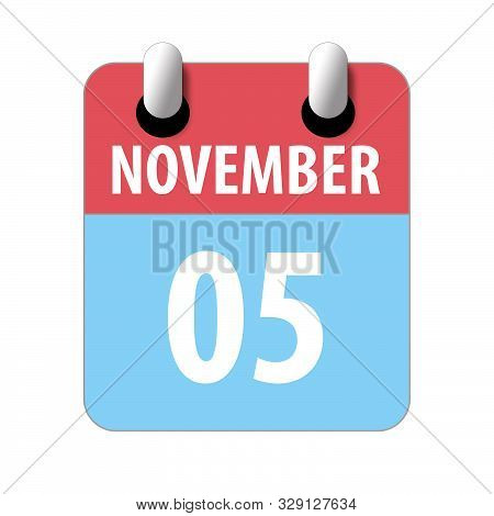 November 5th. Day 5 Of Month, Simple Calendar Icon On White Background. Planning. Time Management. S