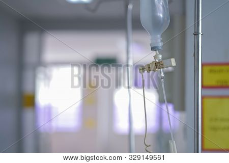 Normal Saline Solution And Iv Injection In Hospital Ward