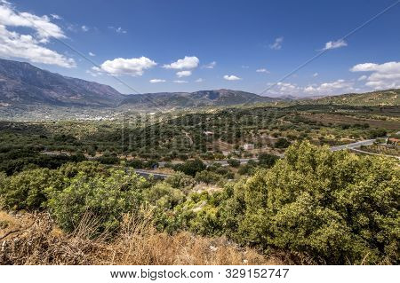 Mountains On The Island Of Crete On A Clear Sunny Summer Day.