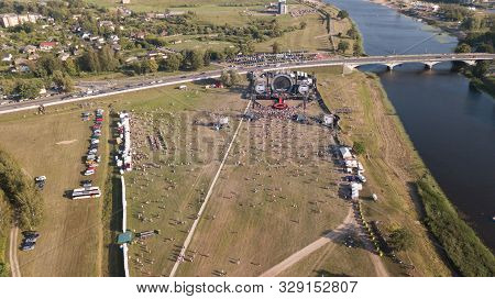 Aerial View Of Jelgava City Latvia Zemgale Drone Top View