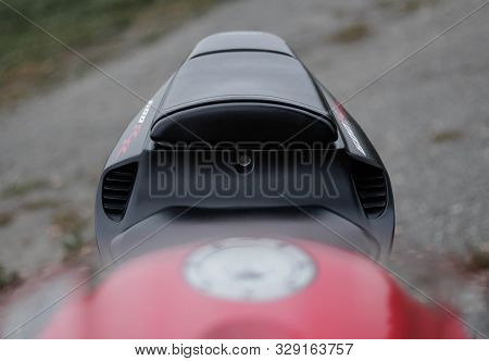 Krasnoyarsk, Russia - September 9, 2019: Red And Black Sportbike Honda Cbr 600 Rr 2005 Pc37.