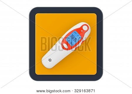 Medical Ear Infrared Digital Thermometer As Touchpoint Web Icon Button On A White Background. 3d Ren
