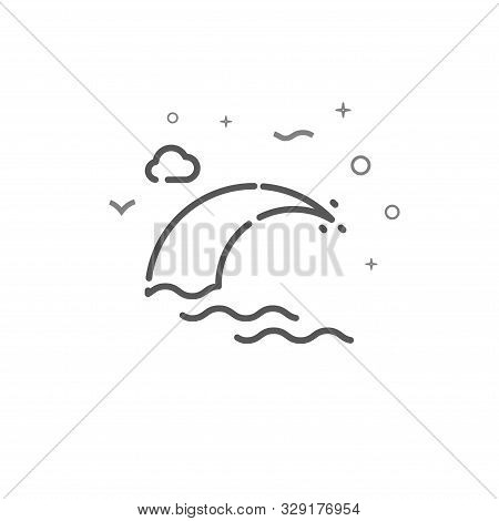 Big Sea Wave Simple Vector Line Icon. Rogue Wave Symbol, Pictogram, Sign. Light Background. Editable