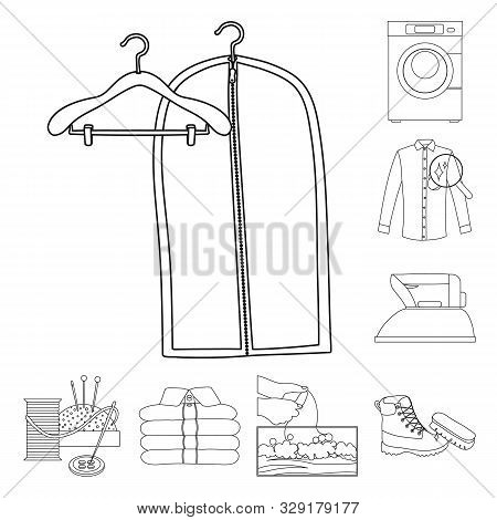 Vector Illustration Of Laundry And Clean Icon. Collection Of Laundry And Clothes Stock Vector Illust