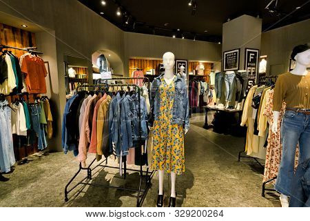SHENZHEN, CHINA - CIRCA APRIL, 2019: interior shot of Moussy retail store at a shopping mall in Shenzhen.