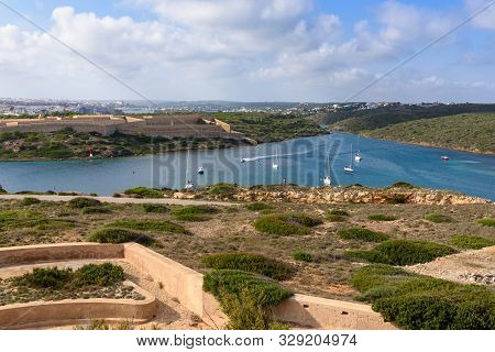Cala Teulera Bay Near La Mola Fortress On The Island Of Menorca, Spain