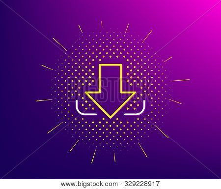 Download Arrow Line Icon. Halftone Pattern. Down Arrowhead Symbol. Direction Or Pointer Sign. Gradie