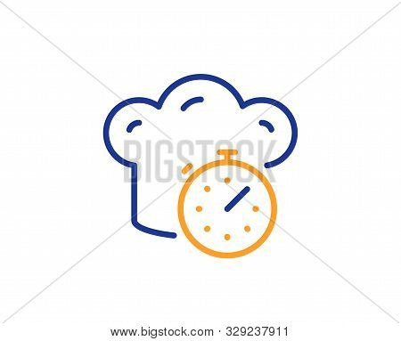 Frying Stopwatch Sign. Cooking Timer Line Icon. Food Preparation Symbol. Colorful Outline Concept. B