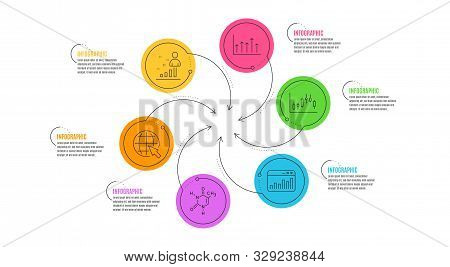 Internet, Marketing Statistics And Candlestick Graph Line Icons Set. Infographic Timeline. Growth Ch