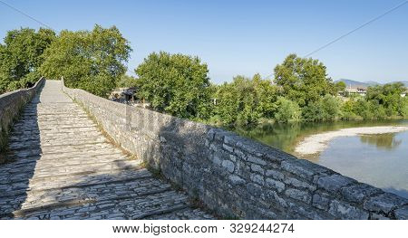 Ancient Stone Bridge At Arta In Pindus Mountains
