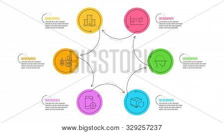 University Campus, Column Diagram And Gluten Free Signs. Infographic Timeline. Face Scanning, Delive